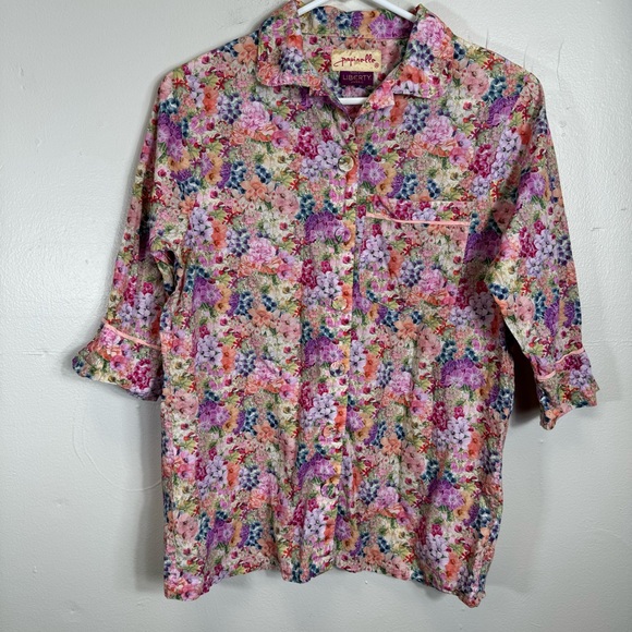 Floral Print Women's Pajama TOP ONLY - Picture 2 of 15